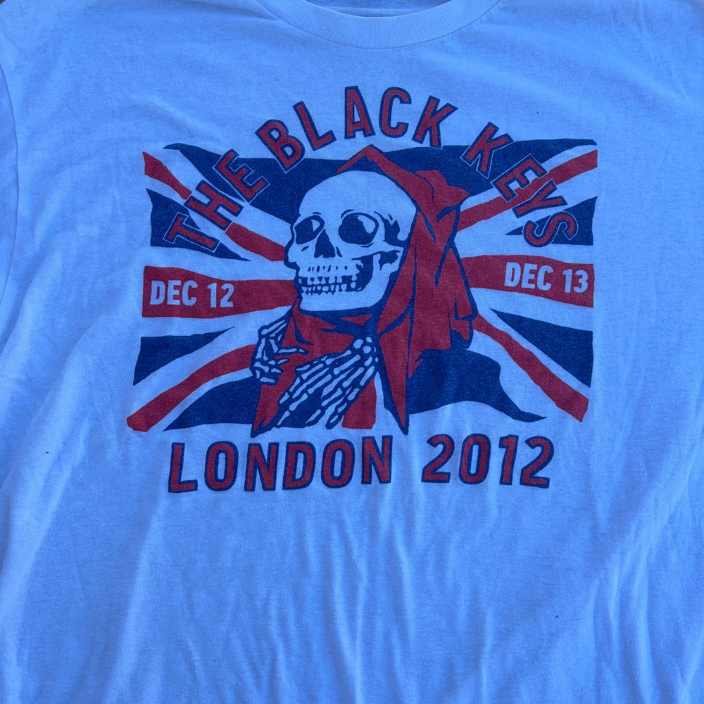 The Black Keys London 2012 Concert Graphic T-Shirt White XL Skull Union Jack